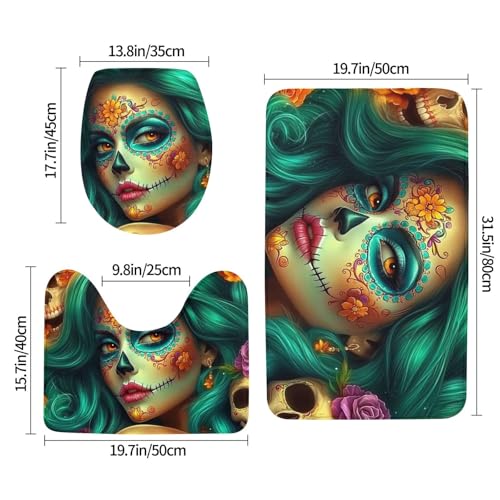 Alfombras de baño de esqueleto alfombrilla suave lavable juego 3 piezas 3