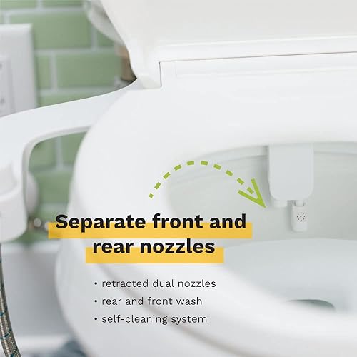 Miniatura 6 de Omigo Element - Accesorio de bidé no eléctrico, diseño moderno, delgado, boquillas dedicadas de autolimpieza trasera y delantera con esfera de