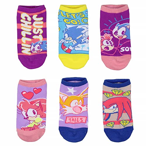 Sonic The Hedgehog Kids Tails Knuckles Amy No-Show Ankle Socks 6 Pair Pack - Image 3