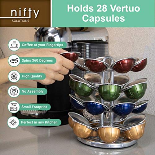 Nifty Solutions 5515 Nifty Vertuoline Coffee Pod Carousel – Nickel Chrome Finish, 28 Pod Capsule Holder thumb #3