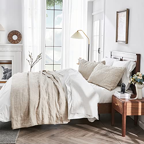 S Victory Symbol Linen Quilt Set King Size-3 Piece Bedding Quilt Coverlets,All Seasons Bedspreads,100% Washed Linen Shell And Viscoses From Bamboo Filling Quilted Coverlet(Includes 1 Quilt,2 Shams) #TOP5