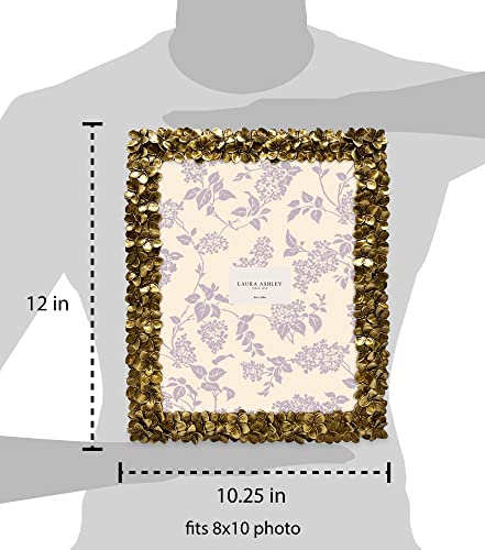 Image of Laura Ashley 8x10 Gold Flower Textured Hand-Crafted Picture Frame w /Easel