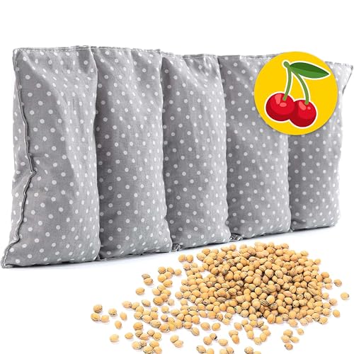 Amilian Cojín térmico de huesos de cereza de 55 x 20 cm, ideal como...
