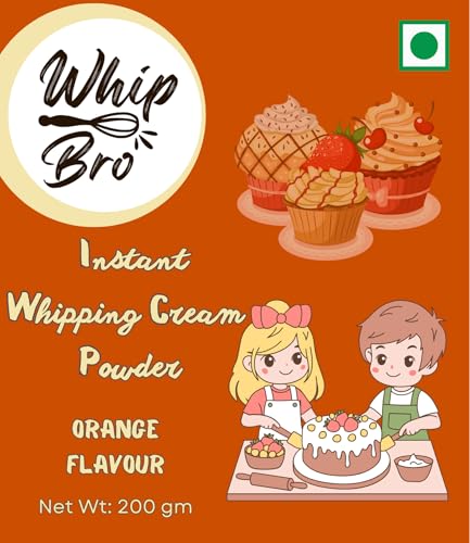 Image of WhipBro Whipping Cream Powder | Orange Flavour | Baking & Dessert Use (200 g)