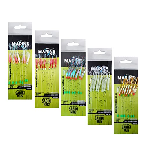 Marine Cast 7 hooks sabiki rigs/Mackerel feathers (5/10 pack) (Mixed 5 (1 each))