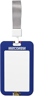Badge Holder Vertical Clear Plastic Case IDs Protector for Office, Credit Cards,Proximity Key Cards Wisconsin State Flag