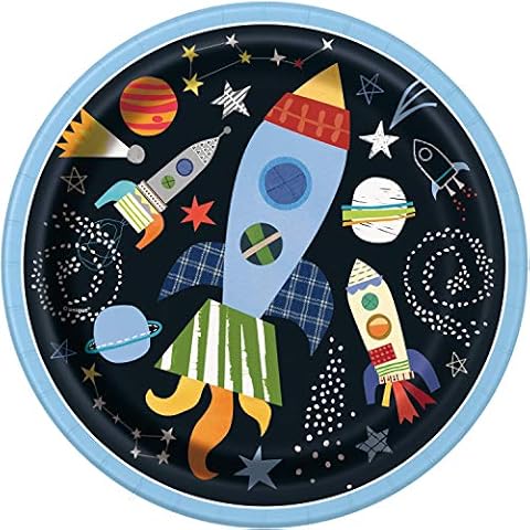 Unique- Platos de Papel Ecológicos-23 cm-Fiesta en el Espacio Exterior-Paquete de 8 Cover