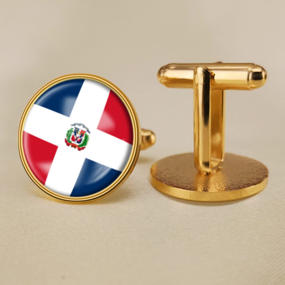 Cecey-jdz Gemelos Bandera Republica Dominicana Esmalte - Encanto Tendencia Hombres De Negocios Camisa Traje Botones Puño Novedad Joyería Patriótica, Regalo Elegante De Los Accesorios Geométricos Creativos