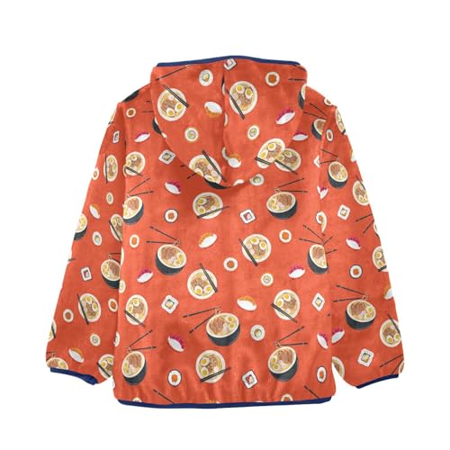 Rolls Sushi Ramen Girls Fleece Jacket Girls Fall Jacket Girls Zip Up Hoodie Girls Sherpa Jacket 2-10T2