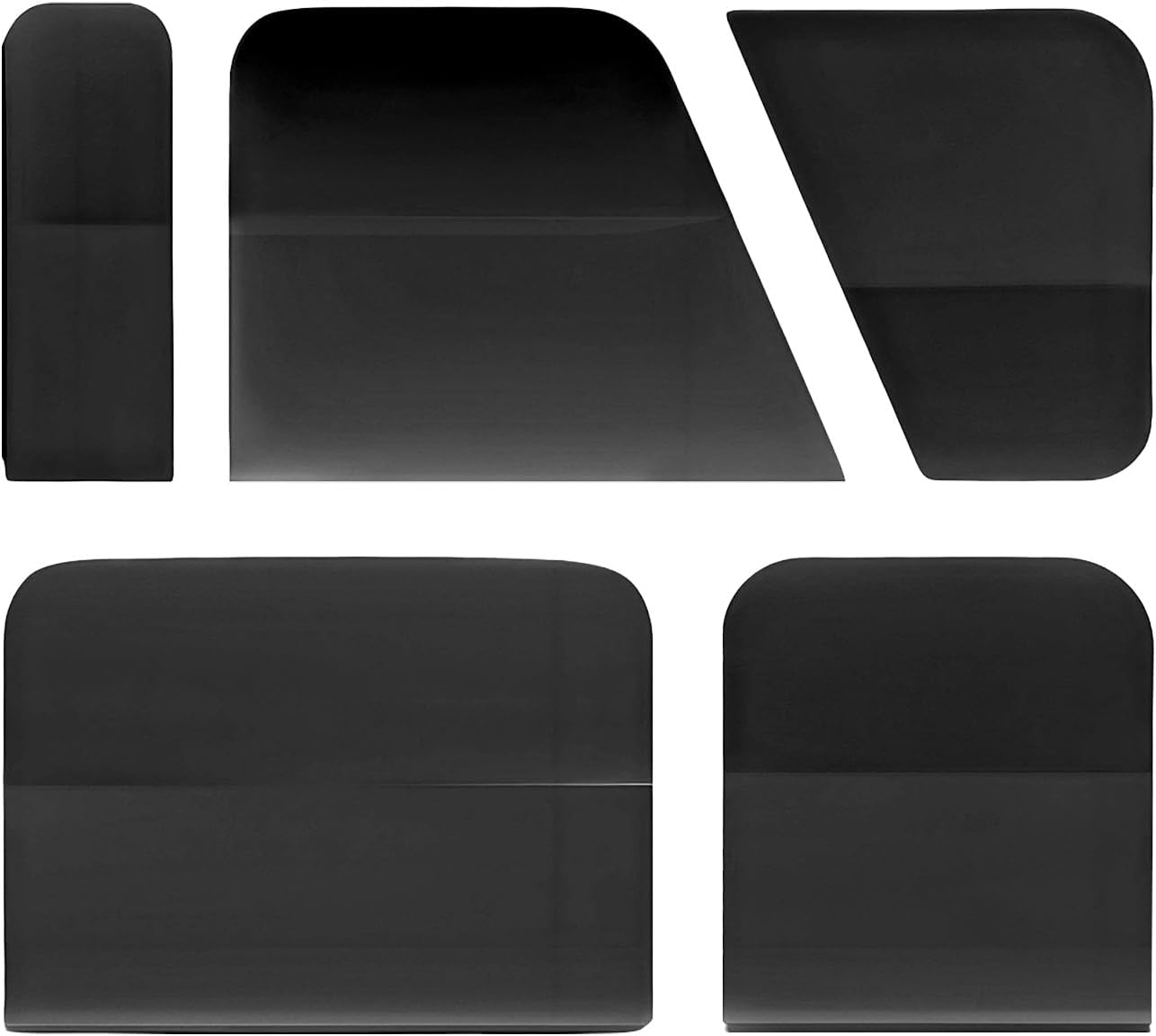 5 in 1 TPU Squeegee Kit, Anti-Scratch TPU Scraper Small Tint Squeegee, Flexible Water Blade Scraper for Vinyl Wrap Paint Protection Film Installation, Car Accessories (Black)