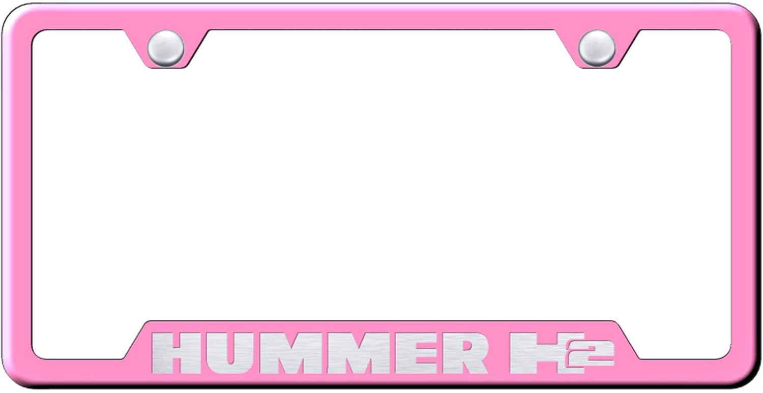 Au-TOMOTIVE GOLD Laser Etched Logo Cut-Out License Plate Frame for Hummer H2 (Brushed Chrome)