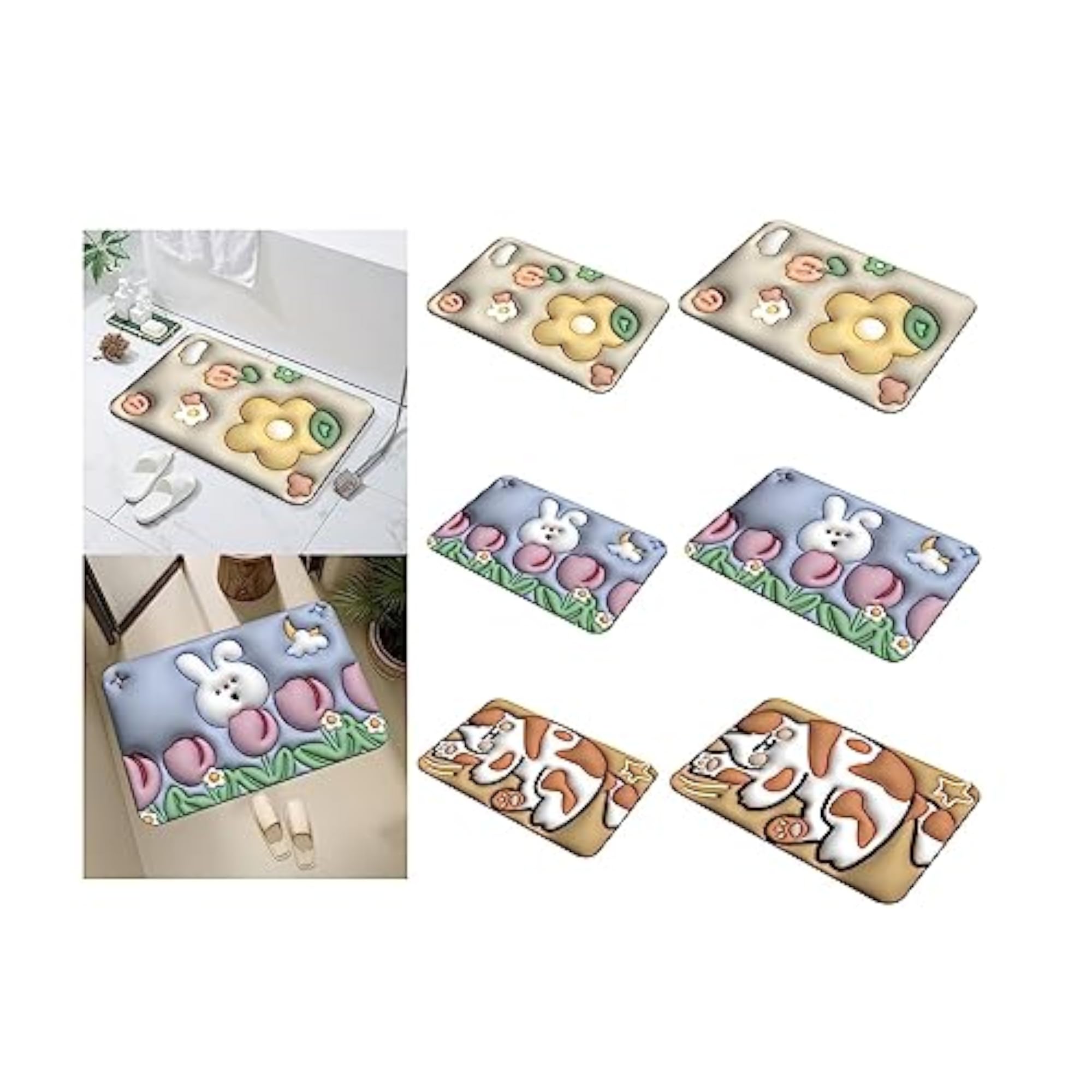 Flower Decor Soft Absorbent Bath Mat for Front Door