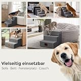 Sytopia Hundetreppe 5 Stufen, 57 cm hoch, bis 40 kg, Haustiertreppe für kleine/mittelgroße Hunde und Katzen, Katzentreppe für hohes Bett und Boxspringbett, 30D Schaumstoff, rutschfest, Grau