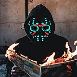 SOUTHSKY LED Maske,Vollgesichts Masken Schwarz mit Leuchtenden Blau roten Neonlichtern für Halloween,Festival,Karneval,Kostüm,Cosplay Party