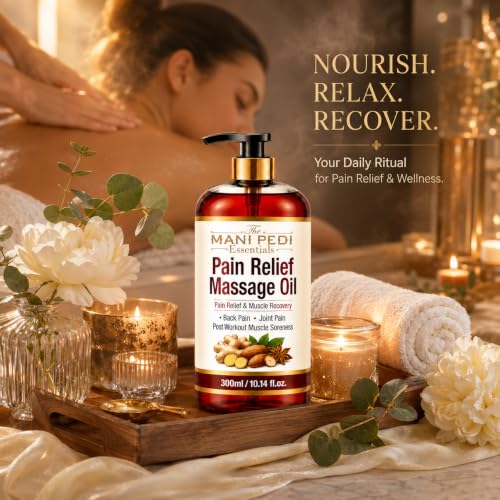 Image of TMPE Pain Relief Massage Oil For Joint & Back Pain, Muscle Soreness & Post Workout Recovery | Natural Aromatherapy | Ginger, Turmeric & Clove Oil | Non-Sticky & Light Weight - 300 ml