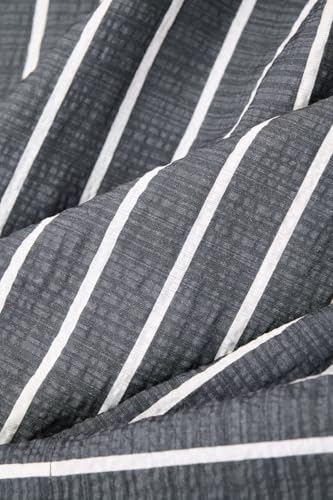 Image of SNITCH Men Casual Plus Size Shirt | Regular Fit Full Sleeve Mandarin Collar Striped Design | Premium Cotton Linen Blend & Breathable Fabric for Office & Everyday Wear