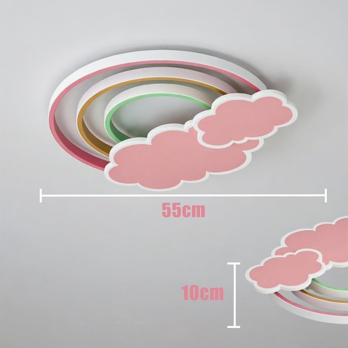 KZT LED Lámpara de Techo Habitación Infantil Regulable Luz de Techo con Mando a Distancia Moderna Nubes Blancas Dibujos Arcoiris Plafones de Techo para Bebé Dormitorio Niño y Niña Salon Balcony
