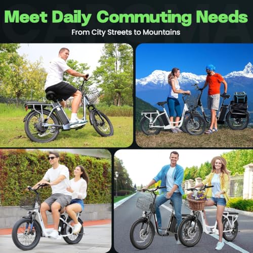 Image of Caroma Peak 1200W Electric Scooter with Seat, 20 inch Tires,30Miles&20MPH | All Terrain E Scooter with 2 Seats,Adjustable Electric Scooter for Adults with Basket,Adult Electric Bicycles Style Scooter