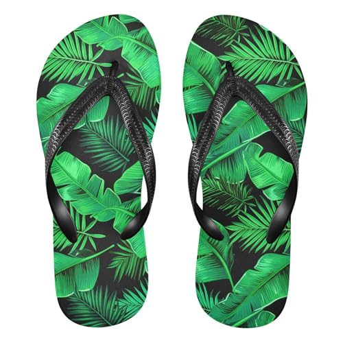 Banana Palm Green Flip Flops for Beach Thong Sandals Anti-slip Lightweight Shower Shoes for Indoor Outdoor House