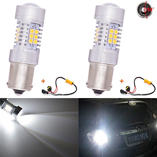 Ampoules LED BA15S P21W blanches anti hyper-clignotement avec résistance 50W integrated