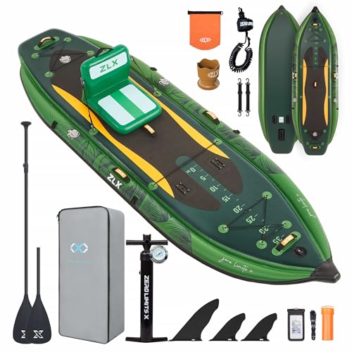 ZLX 11'6''x42'' Extra Wide Inflatable Fishing Paddle Board for Adults- Stable Non-Slip Deck Pad, Dual Reinforced Sides & Quiet Glide, 400lb Capacity SUP, Rod Holder, Camera Mount