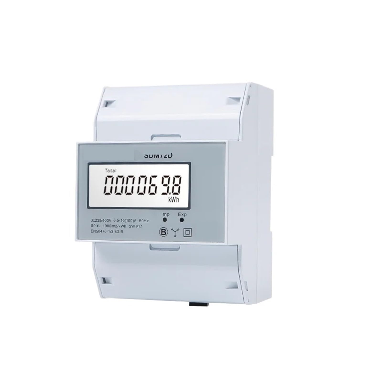 Medidor trifásico SDM72D de 4 módulos con salida de pulso para control preciso