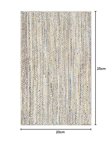Image of Handwoven 3x5 feet Jute Rectangular Rug, Natural Fibers, Braided Reversible Carpet for Stylish Bedroom Living Room Dining Room Kids Room (3x5 feet, Blue & Beige)
