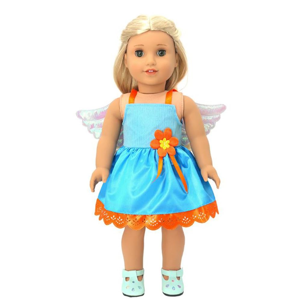 NIXNUT Doll Clothes Dress with Wings Angel Elf Outfit with Flower for American Girl Doll 18-inch