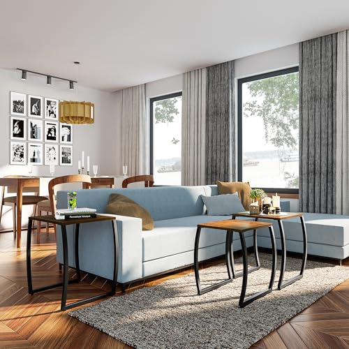 SRIWATANA Nesting Tables, Vintage Side End Tables Living Room, Coffee Snack Table Set of 3