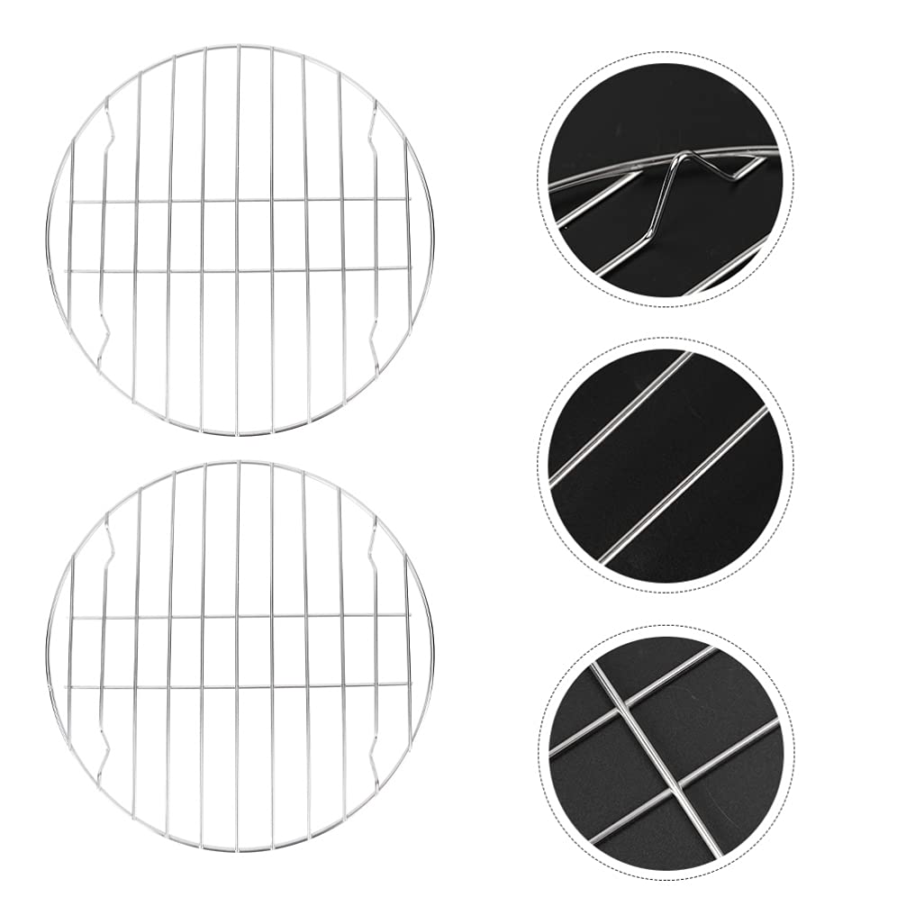 Four de camping 28 cm Grille de cuisson ronde 2 pièces en acier inoxydable Cuisson Refroidissement Cuisson à la vapeur Grille de grillage Grilles de rôtissage Grille de séchage Boulangerie Support d