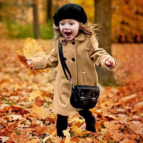 Little Girl Long Peacoat Dress Coat Button Trench Coat Winter Warm Jacket with Pocket Kids Casual Overcoat Outerwear 1-6Y2
