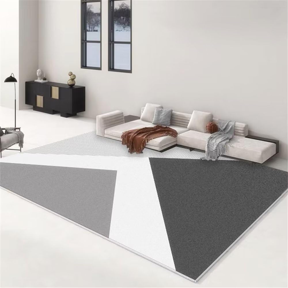 Tapis de chambre géométrique gris foncé 160x230 cm antidérapant