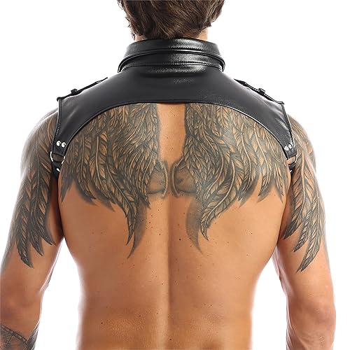 Men's Cool Shoulder Armors Leather Buckles Chest Belt Adjustable Steampunk Collared Armor Body Chest Harness Shoulder Straps Breastplate Costume for Party Cosplay Halloween Club2
