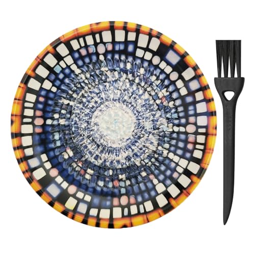 AMRAMI® Plato rallador de jengibre de cerámica hecho a mano con pincel de mosaico