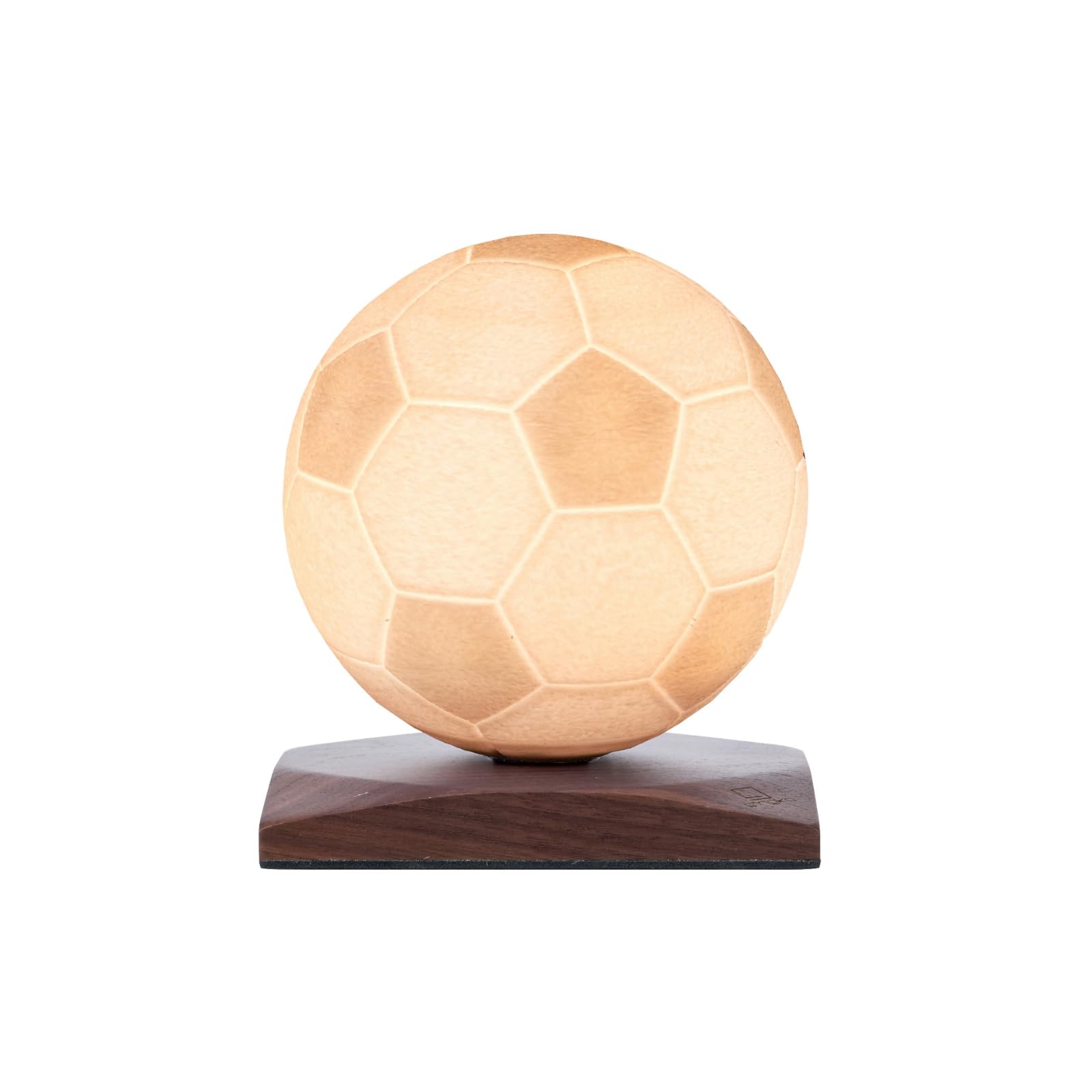 Gingko Smart FootballSpin Lamp with Wooden Walnut Base, LED Lights, Touch Control Button, Remote Control Dimmable Brightness, USB-C Charging, Packed in Premium Gift Box (Mini)