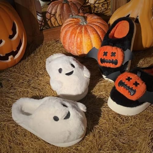 Chaussons en peluche douce citrouille d'Halloween haute densité - 6