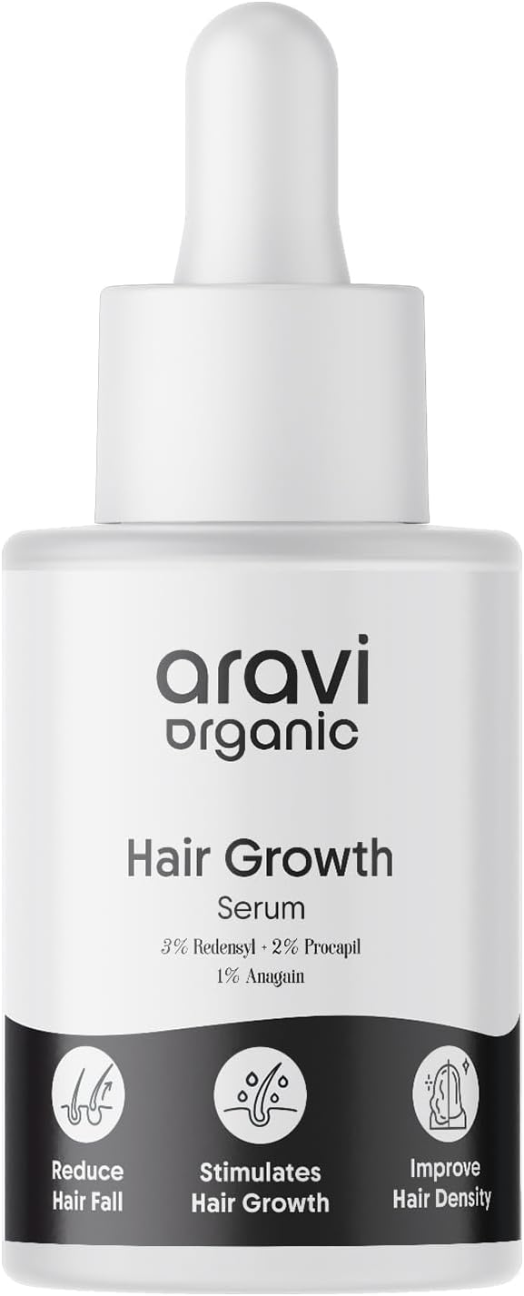 Aravi Organic Hair Growth Serum With 3% Redensyl, 2% Anagain, 2% Procapil - For Hair Growth And Hair Fall Control - For Men & Women - 30 ml