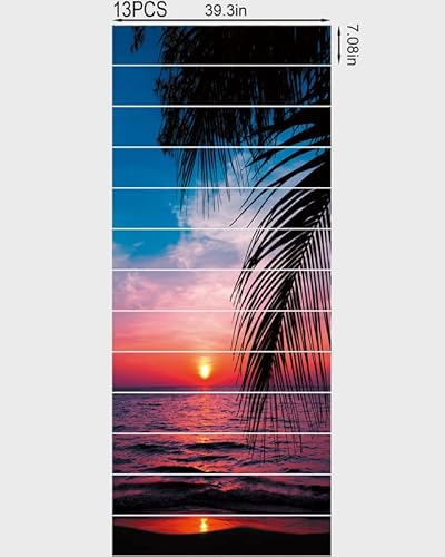 Stair Decals - Flfk Stair Stickers Decals Peel And Stick,Ocean Sunset Stair Risers Decals Self-Adhesive For Home Decor, 39.3" W X 7" H X 13Pcs #TOP1