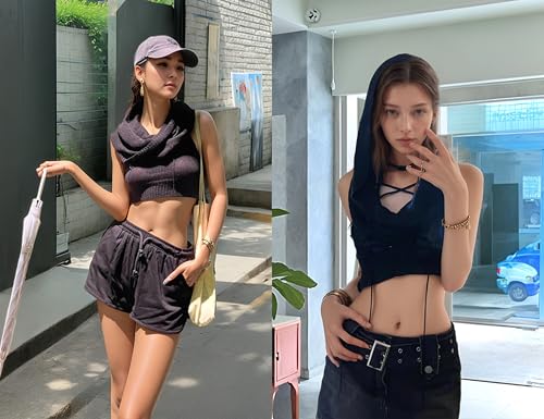 Rave tops for women Knitted Hoodie Sweater Vest Sexy Streetwear Sleeveless Hollow Crop Top3