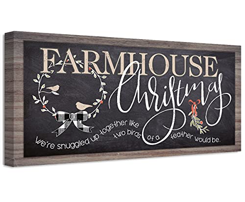 Farmhouse Christmas 24x48 Wood Style Look Unframed Poster Paper Extra Large - Great Christmas Decoration, Front Porch and Family Wall Decor Living Room, Holiday Party and Farm Owner Gift Idea