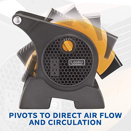 Lasko Pro-Performance High Velocity Utility Fan-Features Pivoting Blower And Built-In Outlets, 1, Yellow 4900 #TOP3