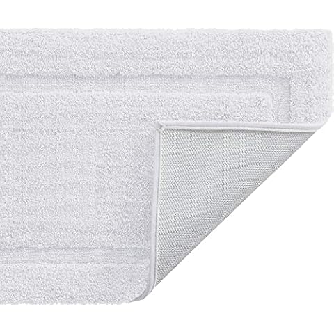 TOMORO Mikrofaser Rutschfester Badteppich - Schnell trocknend, super saugfähig und weich Hotel Tür Teppich Dusche Shaggy Badteppich Wasserdicht TPR Rutschfeste Unterseite 27,5 x 47 Zoll Weiß Cover
