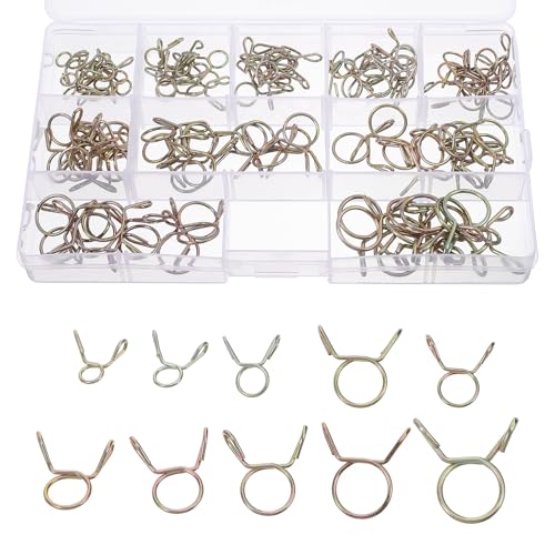 UKCOCO 120pcs Color Zinc Spring Hose Clamps Tubing Clamps Line Small Hose Clips Set for Water and Air Pipe Fittings Industrial Plumbing