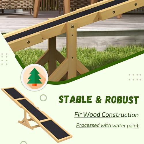 image for PawHut Wooden Dog Agility Seesaw for Training and Exercise, Platform E