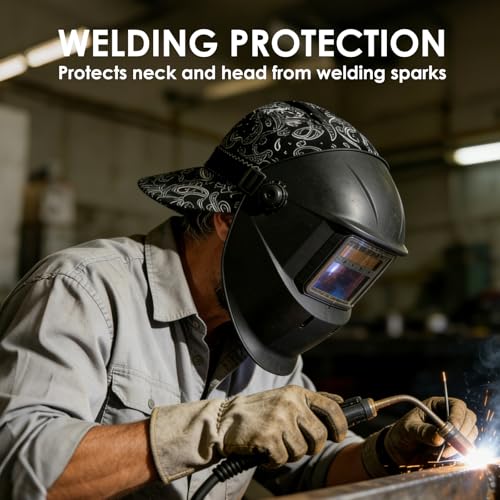 Image of Fullsheild Reversible Welding Cap Protective FR Welder Hat for Men, 7 | Flame Resistant CAT 2, Paisley hat for Women, Cotton Soft Helmet Linner While Welding, Multicolors: Black, Brown and Blue
