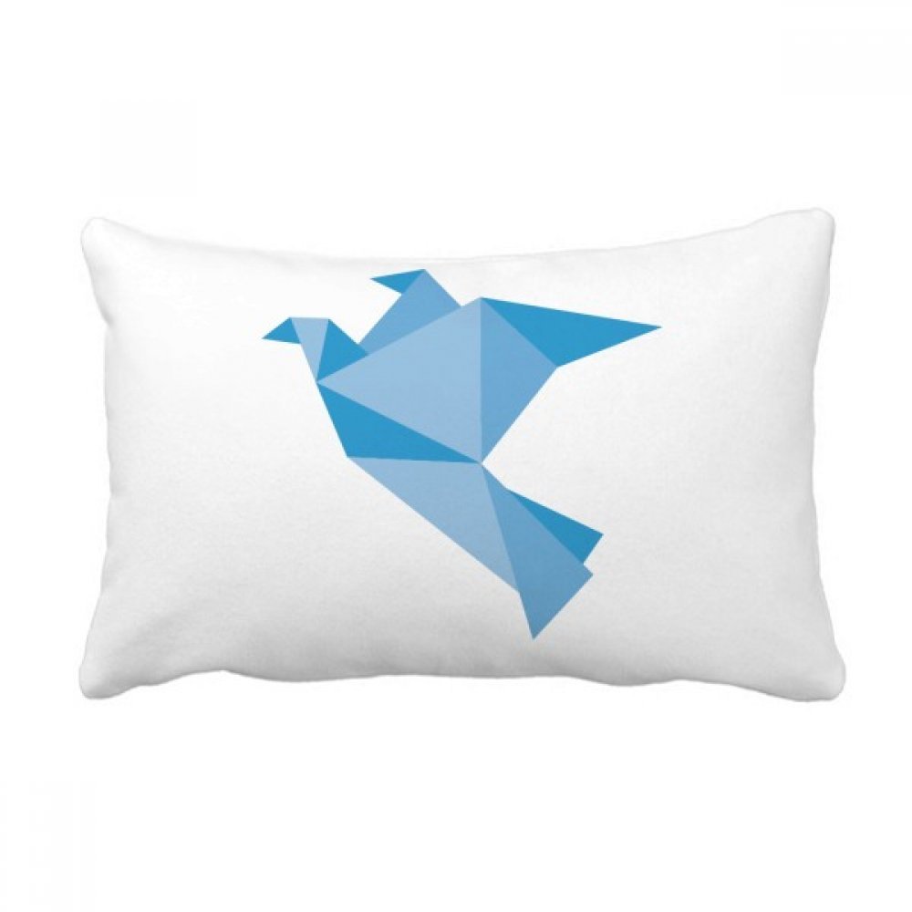 Coussin lombaire origami bleu pigeon pour soulager le dos sur le canapé