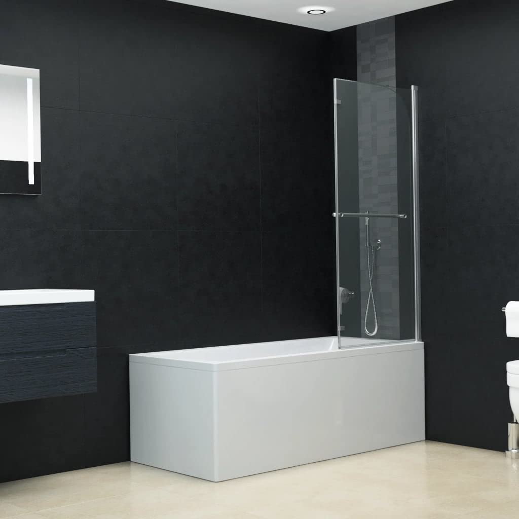 Mampara de Ducha Plegable 2 Paneles ESG 95x140 cm, Mampara Bañera, Mampara Baño Ducha, Cabina De Ducha, Mampara Baño