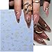 Nail Stickers for Nail Art Blue Nail Decals Bohemian Style Nail Design Sticker 6PCS 3D Self-Adhesive Blue Gold Nail Art Supplies Slider Manicure Accessories Retro Stickers for Women Nail Decor