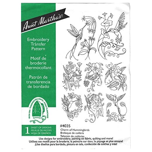 Charm of Hummingbirds Aunt Martha's Hot Iron Embroidery Transfer