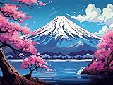 Diamond Painting 40x30cm, Diamond Painting Monte Fuji, 5D Pintura de Diamante Cerezos en Flores Manualidades para Adultos, Pintar con Diamantes Diamond Art Kit Completo para Decoración de Pared -YZ49